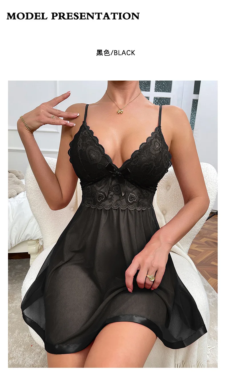 New   Sexy Lace Strap Mesh Nightdress Underwear Home Clothes Pajamas Source Wholesale 728 display picture 10