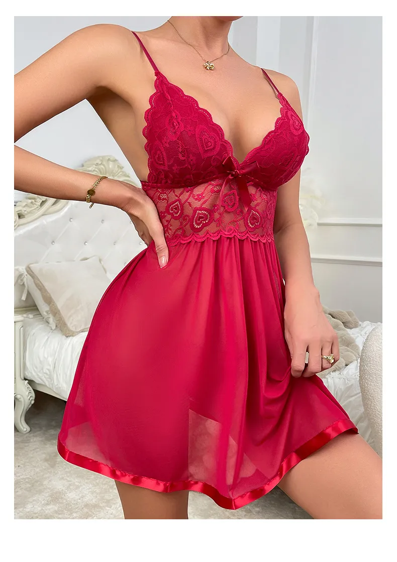 New   Sexy Lace Strap Mesh Nightdress Underwear Home Clothes Pajamas Source Wholesale 728 display picture 15