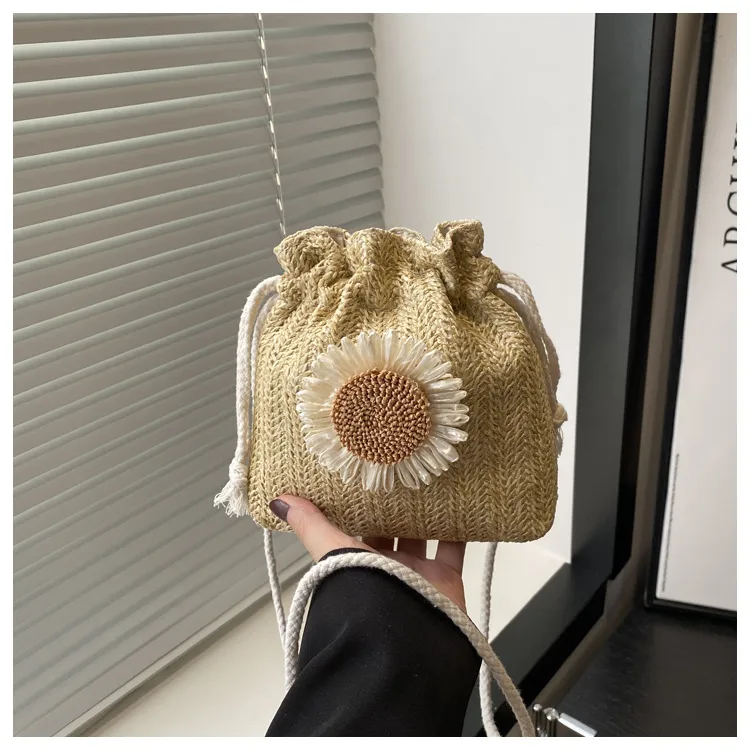 Straw Woven Cute Instagram Style Summer Shoulder Crossbody Bag Distinctive Girl's Woven Bag Women's Bag New Fashionable Bucket Bag display picture 19