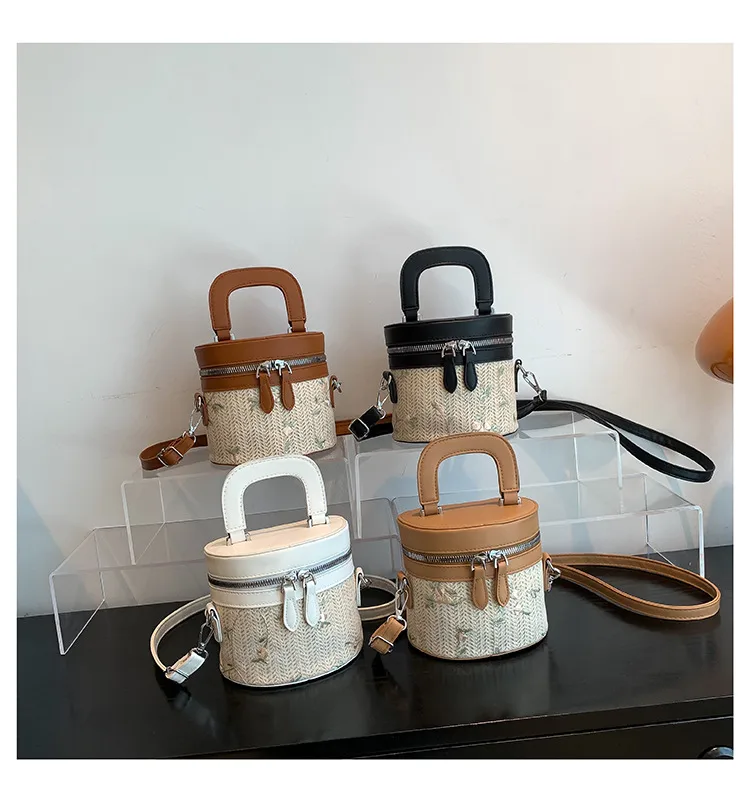 Internet Celebrity Woven Fashionable Elegant Handbag  Summer New Stylish Shoulder Bag Straw Woven Textured Bucket Bag Trendy display picture 20
