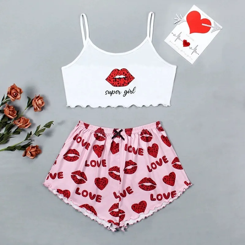Wish Europe And The United States    Selling Printed Suspenders Tube Top Shorts Home Clothes display picture 3