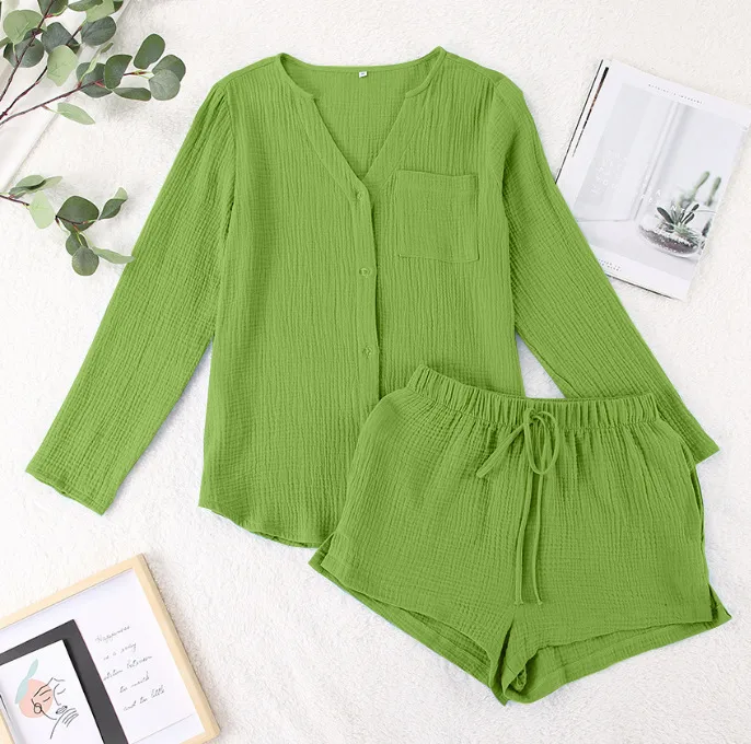 Women's Cotton Pajamas Europe And The United States,  Europe And The United States Pajamas Cotton Summer, Women's Summer Pajamas Cotton Gauze display picture 3