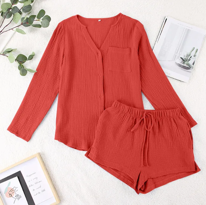 Women's Cotton Pajamas Europe And The United States,  Europe And The United States Pajamas Cotton Summer, Women's Summer Pajamas Cotton Gauze display picture 6