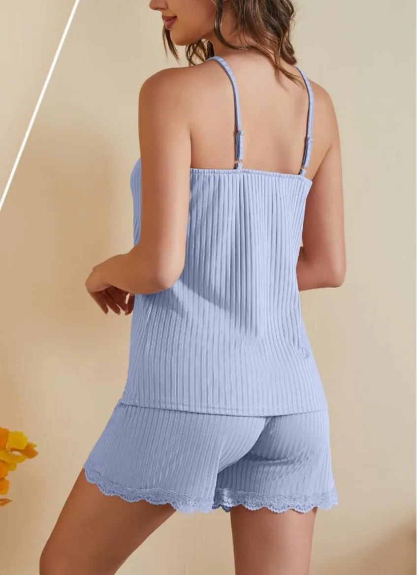 Spring And Summer New   Popular Suspender Shorts Solid Color Lace Casual Home Wear Women's Clothing display picture 12