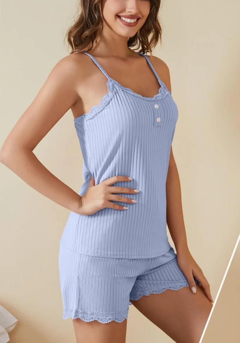 Spring And Summer New   Popular Suspender Shorts Solid Color Lace Casual Home Wear Women's Clothing display picture 13