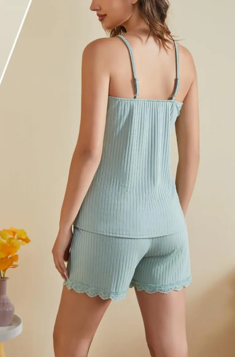 Spring And Summer New   Popular Suspender Shorts Solid Color Lace Casual Home Wear Women's Clothing display picture 15