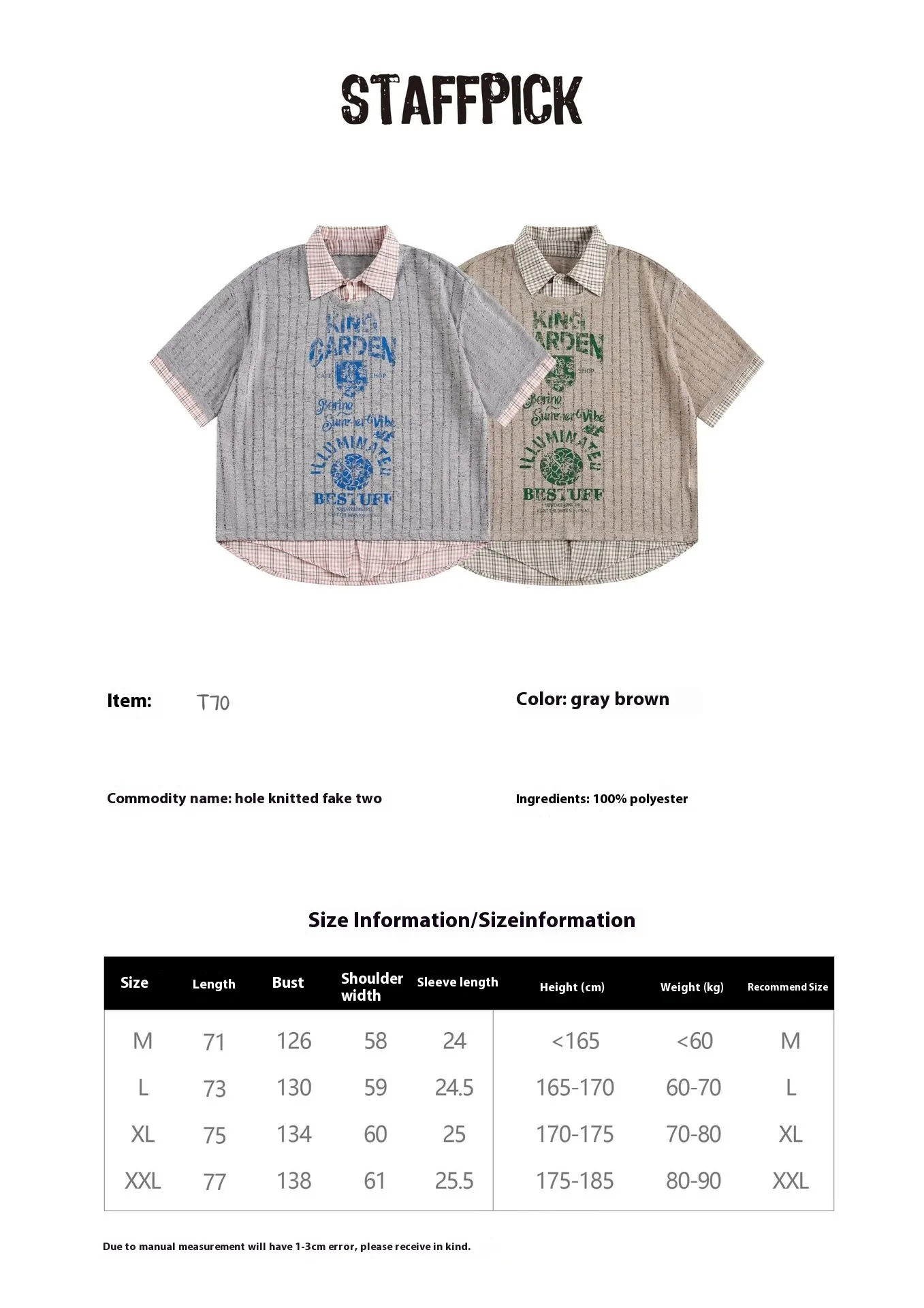Jiayiku Trendy American-Style Jersey Knit Hollow-Out T-Shirt Short-Sleeve Sports Shirt Fake Two-Piece  For Men And Women display picture 1