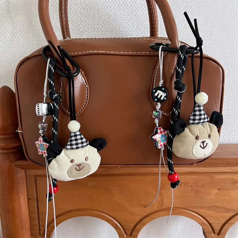 Miu Style Carabiner Letter Puppy Bear Car Keychain Sweet Bead Chain Pendant Bag Pendant Hanging Jewelry display picture 5