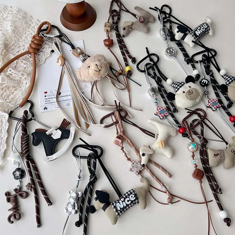 Miu Style Carabiner Letter Puppy Bear Car Keychain Sweet Bead Chain Pendant Bag Pendant Hanging Jewelry display picture 1
