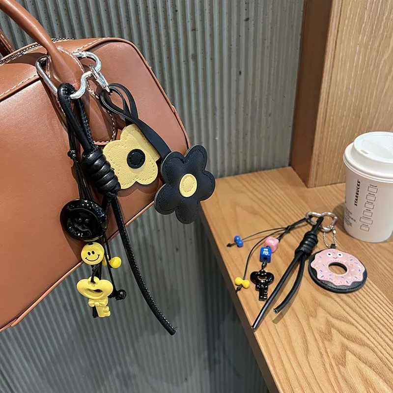 Spring And Summer New Sweet Cool Girl New Miu Bag Pendant Leather Flower Camera Pendant Car Key Chain display picture 2