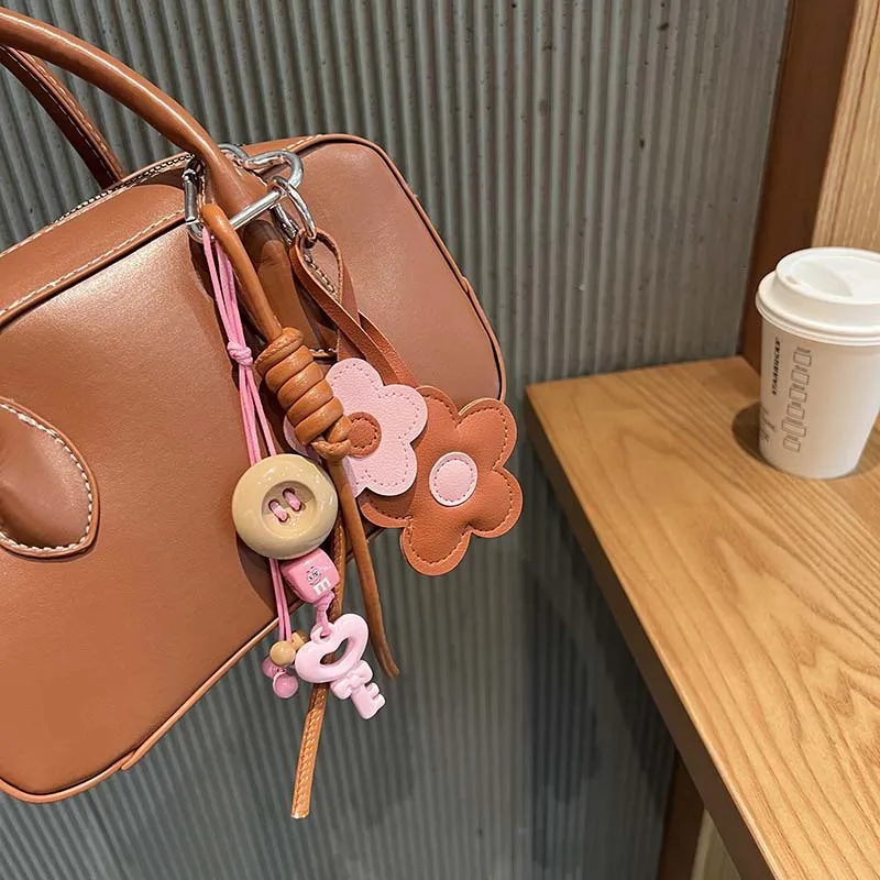 Spring And Summer New Sweet Cool Girl New Miu Bag Pendant Leather Flower Camera Pendant Car Key Chain display picture 9