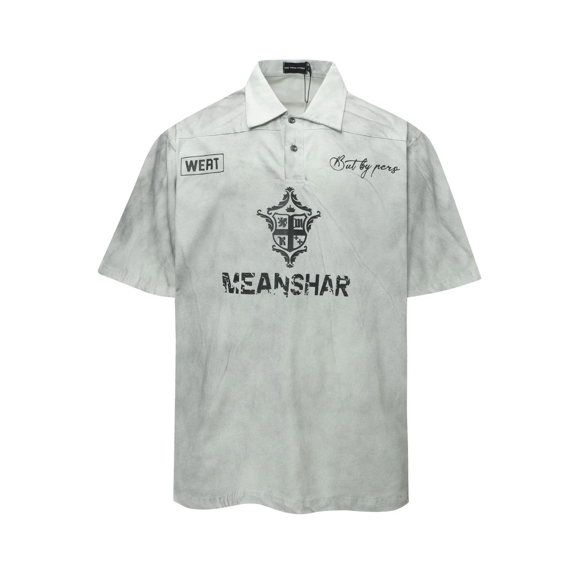 Jiayiku Men's  Summer Short Sleeve American Style Jersey Sports Shirt Wasteland Style Dirty Dyed Washed display picture 3