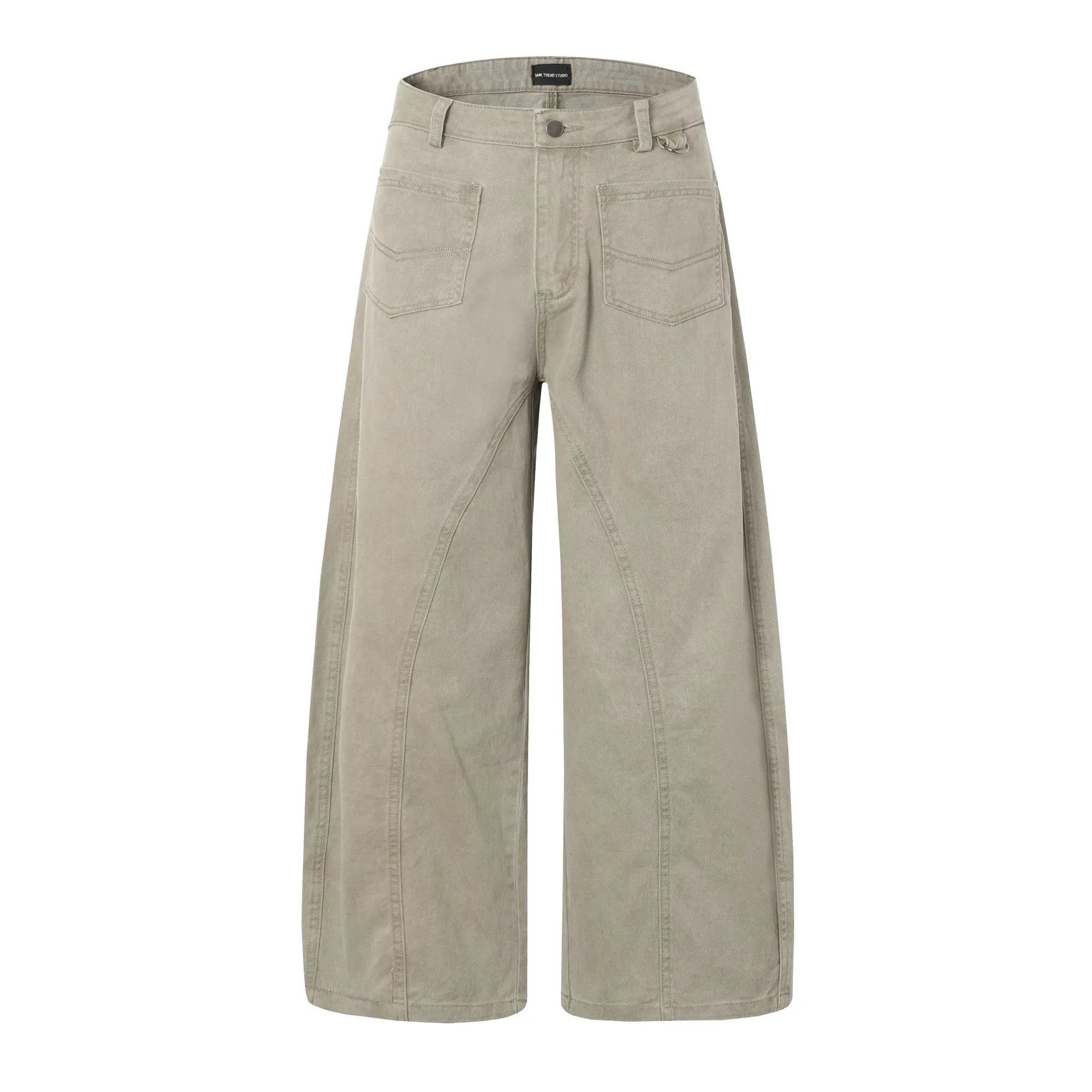 Jiayiku Men's  American Retro Washed Personalized Cleanfit Casual Pants Straight Loose Wide-Leg Pants display picture 2