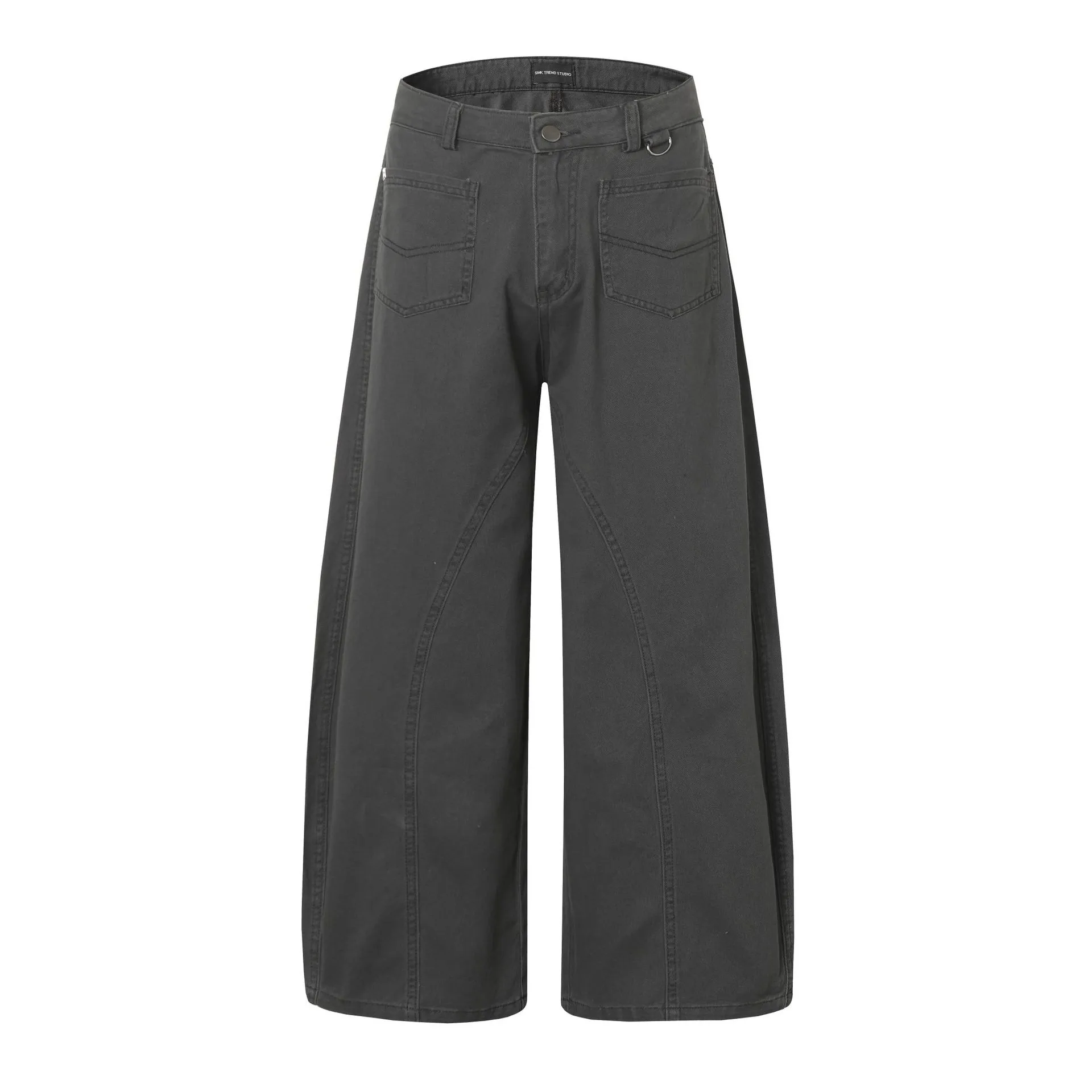 Jiayiku Men's  American Retro Washed Personalized Cleanfit Casual Pants Straight Loose Wide-Leg Pants display picture 4