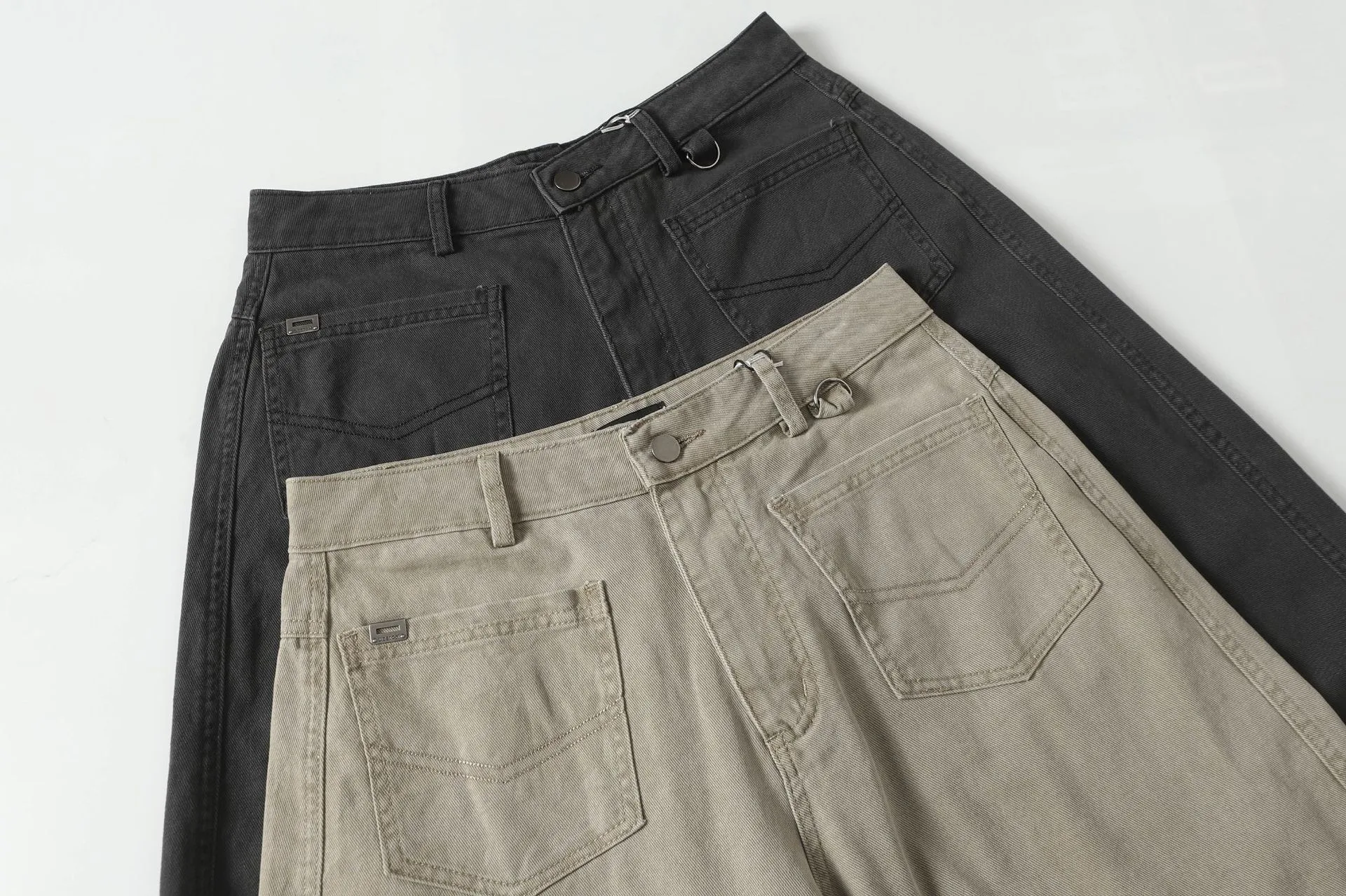 Jiayiku Men's  American Retro Washed Personalized Cleanfit Casual Pants Straight Loose Wide-Leg Pants display picture 7