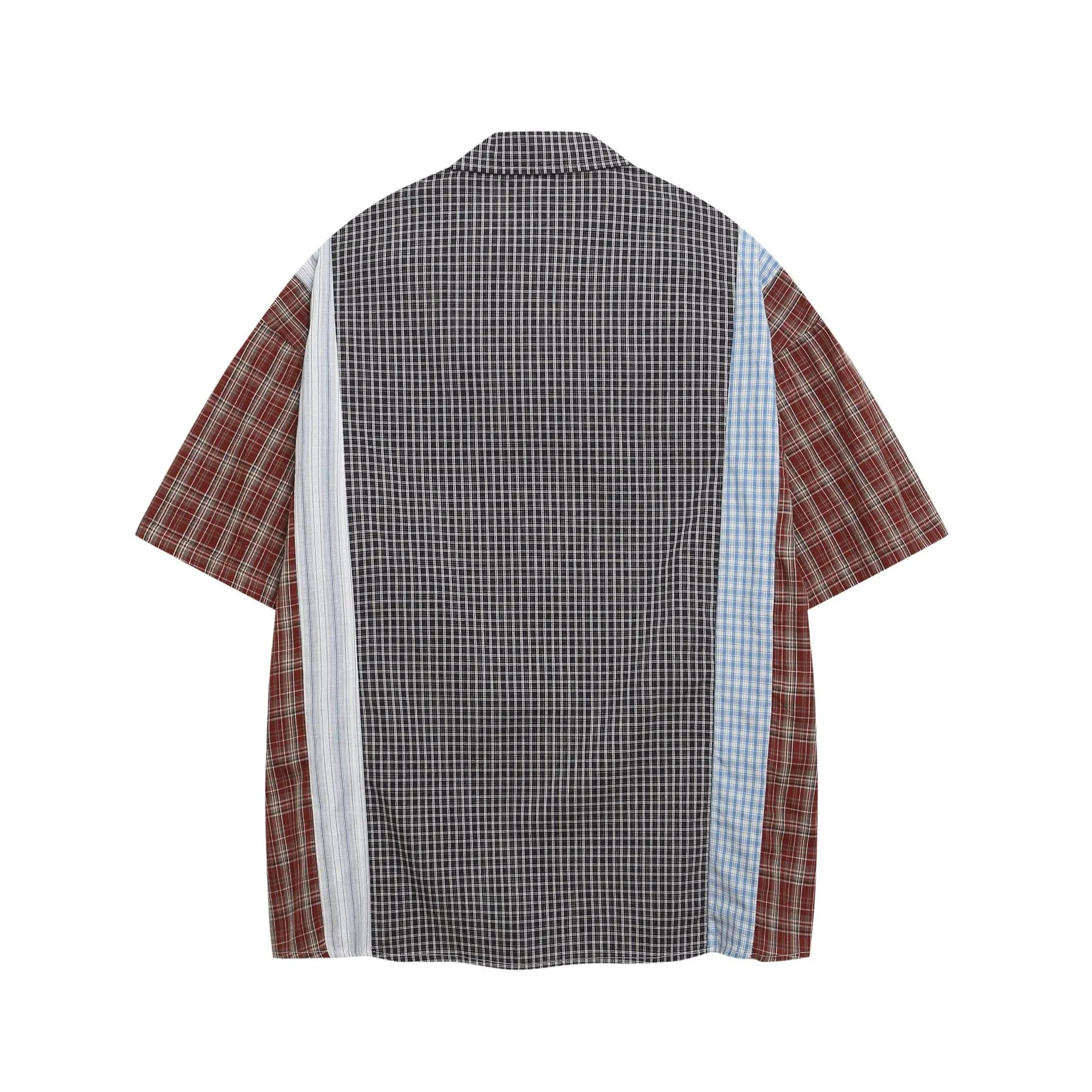Jiayiku Men's  Summer New American Retro Vintage Plaid Design Shirt Short-Sleeved Couple display picture 3
