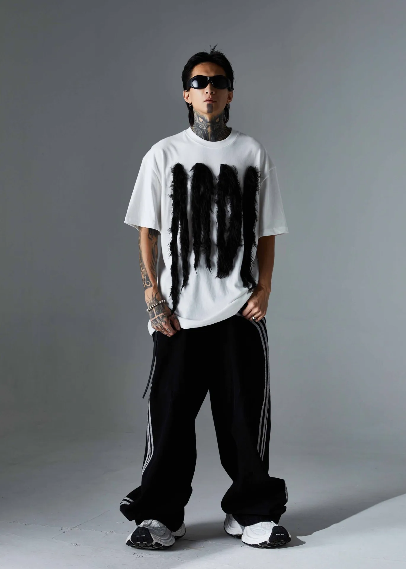 Jiayiku Men's T-Shirt Summer American Retro Hip-Hop Trendy Brand Heavy Fur Splicing Personalized Trendy T-Shirt Short Sleeves display picture 12