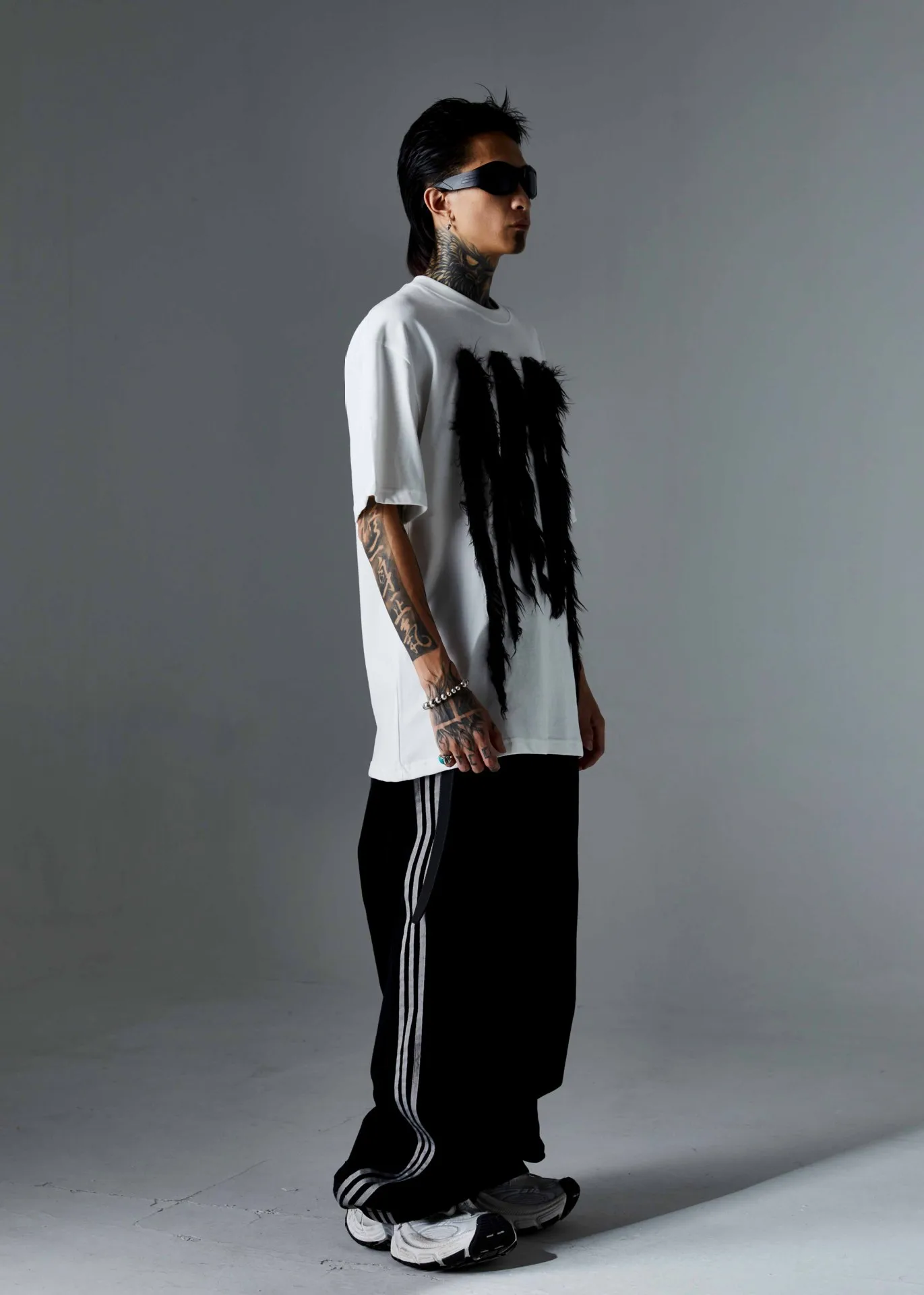 Jiayiku Men's T-Shirt Summer American Retro Hip-Hop Trendy Brand Heavy Fur Splicing Personalized Trendy T-Shirt Short Sleeves display picture 15
