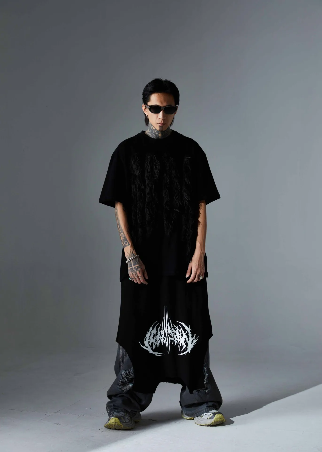 Jiayiku Men's T-Shirt Summer American Retro Hip-Hop Trendy Brand Heavy Fur Splicing Personalized Trendy T-Shirt Short Sleeves display picture 21