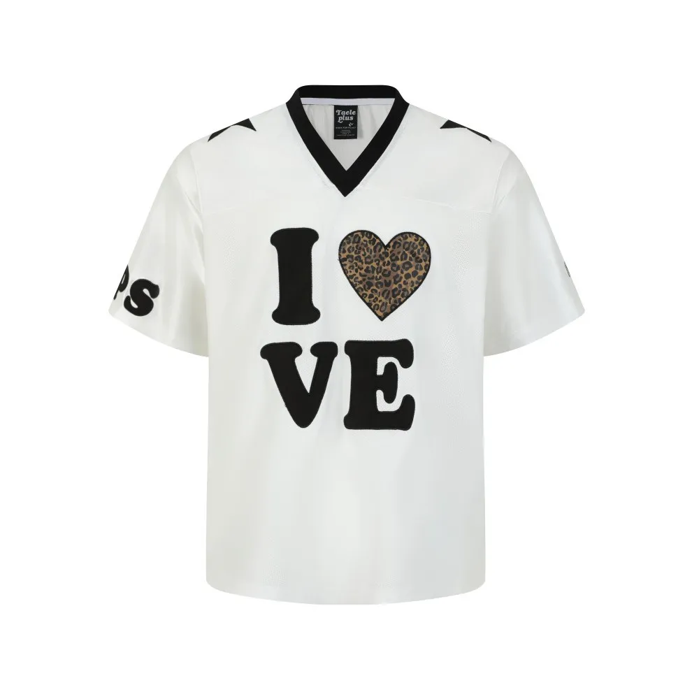 Jiayiku  Summer Short-Sleeved Leopard Print American Jersey Loose Hiphop Quick-Drying Mesh Sports T-Shirt For Men And Women display picture 3