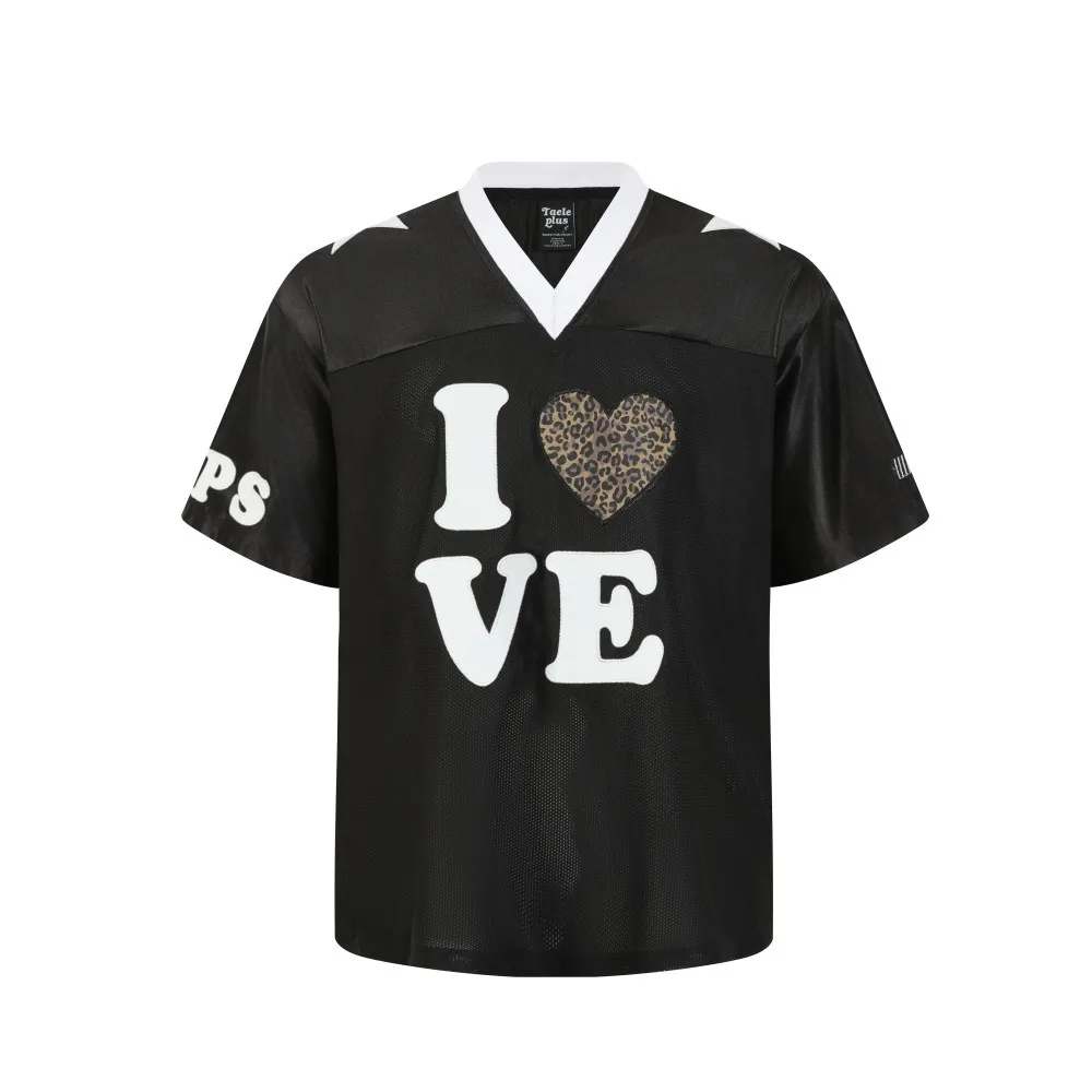 Jiayiku  Summer Short-Sleeved Leopard Print American Jersey Loose Hiphop Quick-Drying Mesh Sports T-Shirt For Men And Women display picture 5
