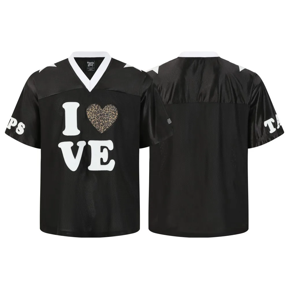 Jiayiku  Summer Short-Sleeved Leopard Print American Jersey Loose Hiphop Quick-Drying Mesh Sports T-Shirt For Men And Women display picture 8