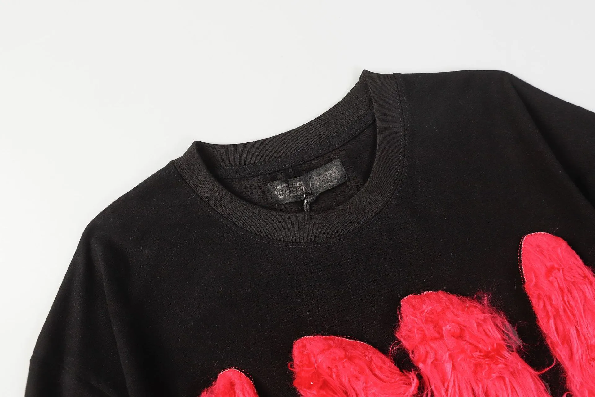 Jiayiku Men's T-Shirt Summer American Retro Hip-Hop Trendy Brand Heavy Fur Splicing Personalized Trendy T-Shirt Short Sleeves display picture 34