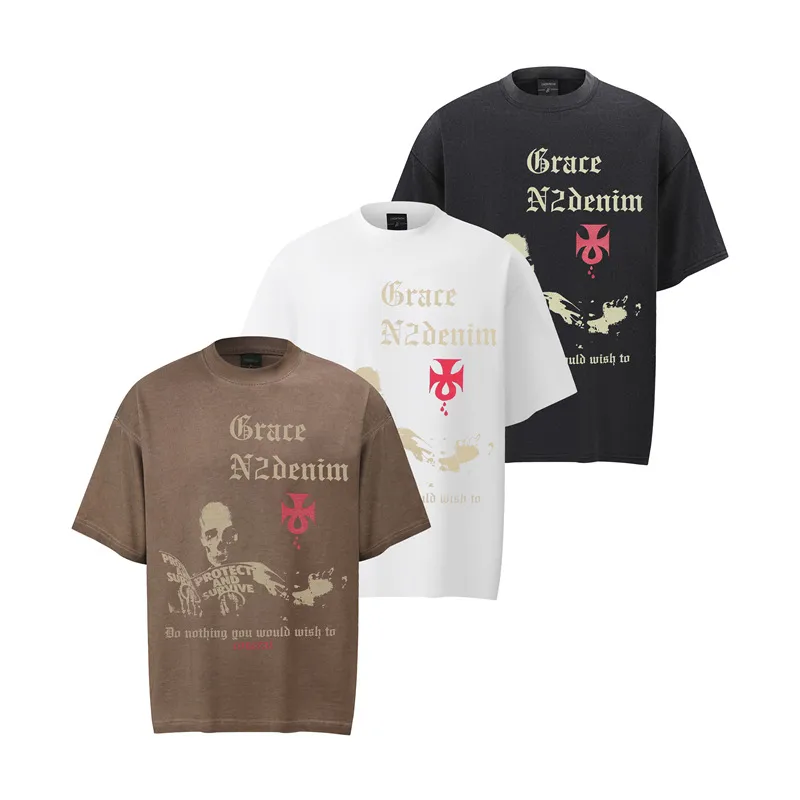 Jiayiku Men's Clothing  Summer American Street Hip-Hop Trendy Brand Tee Bottoming Shirt Dark Skull Short-Sleeved T-Shirt For Men display picture 1
