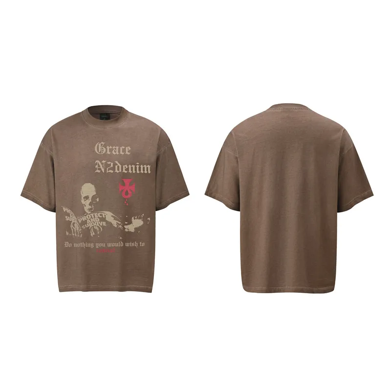 Jiayiku Men's Clothing  Summer American Street Hip-Hop Trendy Brand Tee Bottoming Shirt Dark Skull Short-Sleeved T-Shirt For Men display picture 9