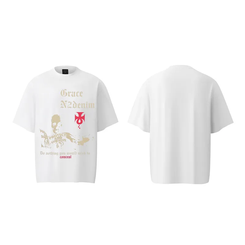 Jiayiku Men's Clothing  Summer American Street Hip-Hop Trendy Brand Tee Bottoming Shirt Dark Skull Short-Sleeved T-Shirt For Men display picture 11