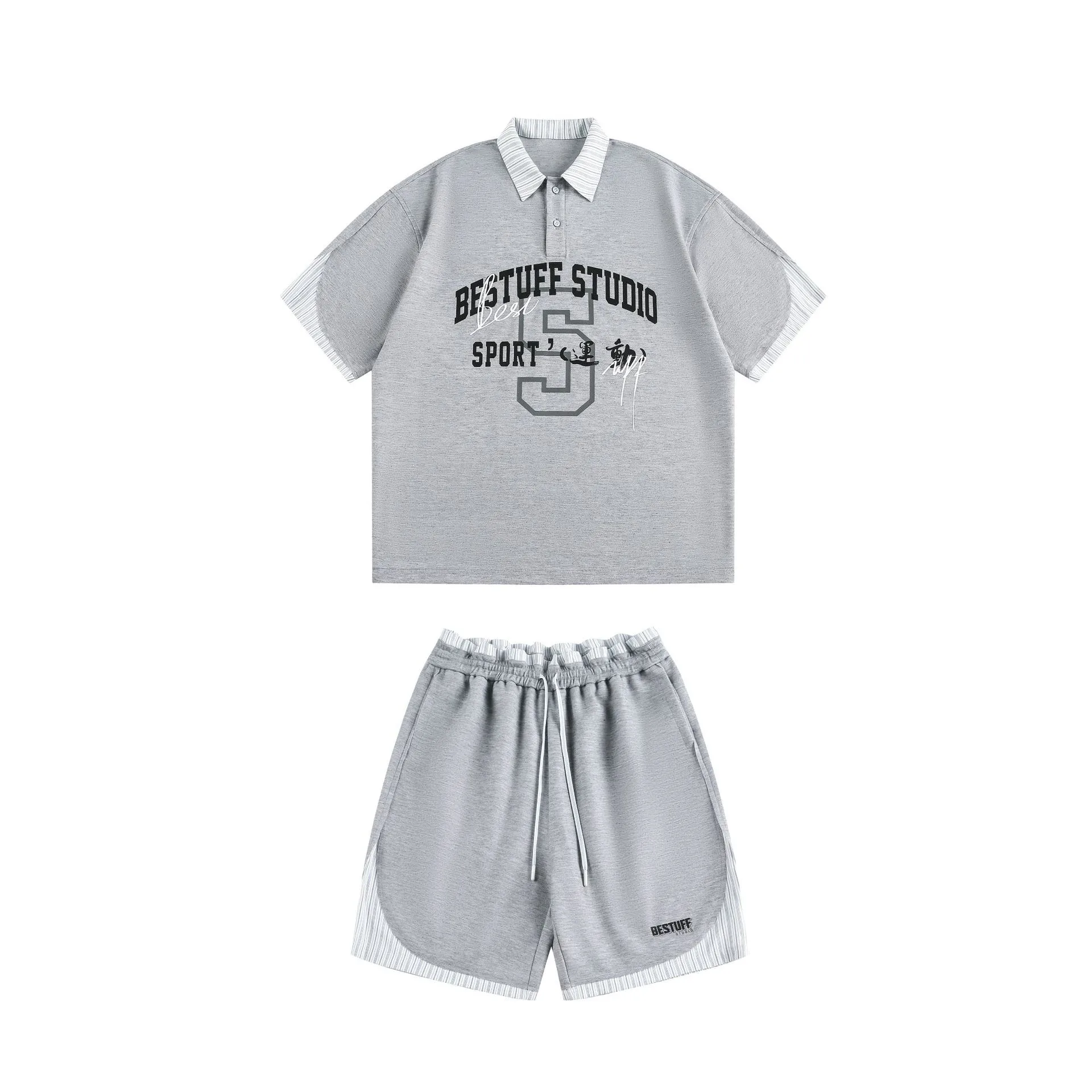 Jiayiku Trendy Brand  New American Retro Trendy Brand Color Matching Suit Shorts Straight Loose Sports Pants For Men And Women display picture 8