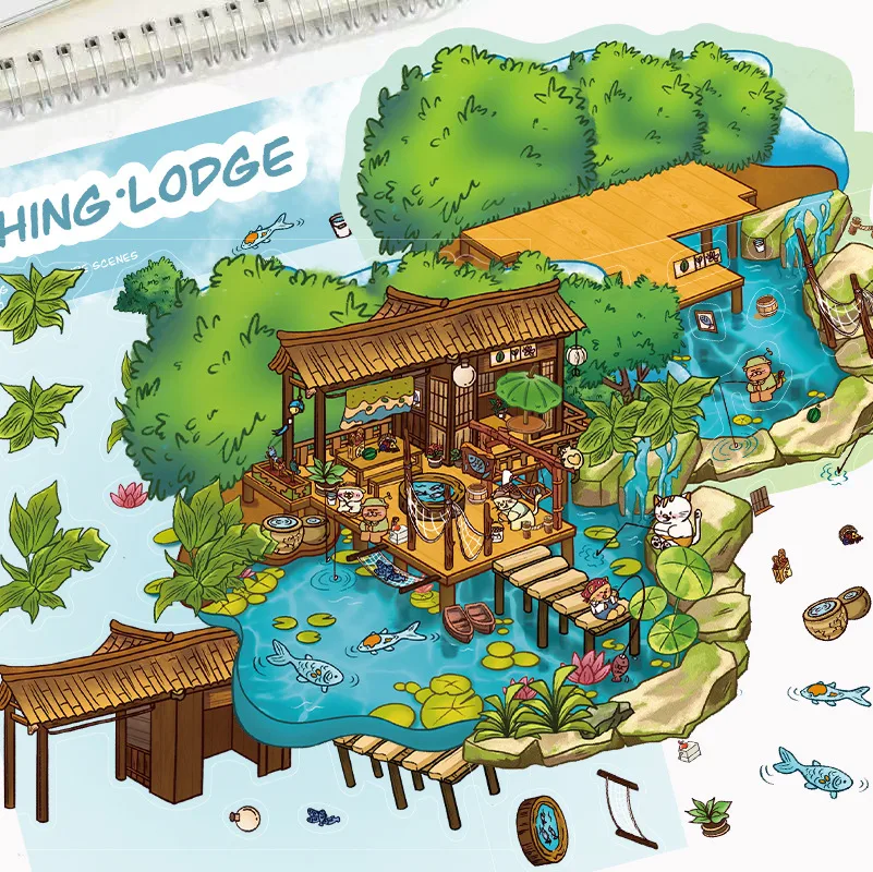 Cartoon Landscaping Mushroom Hut Sticker Miniature World 3D Hut Little Red Book Decompression DIY Scene Hand Account Sticker display picture 5