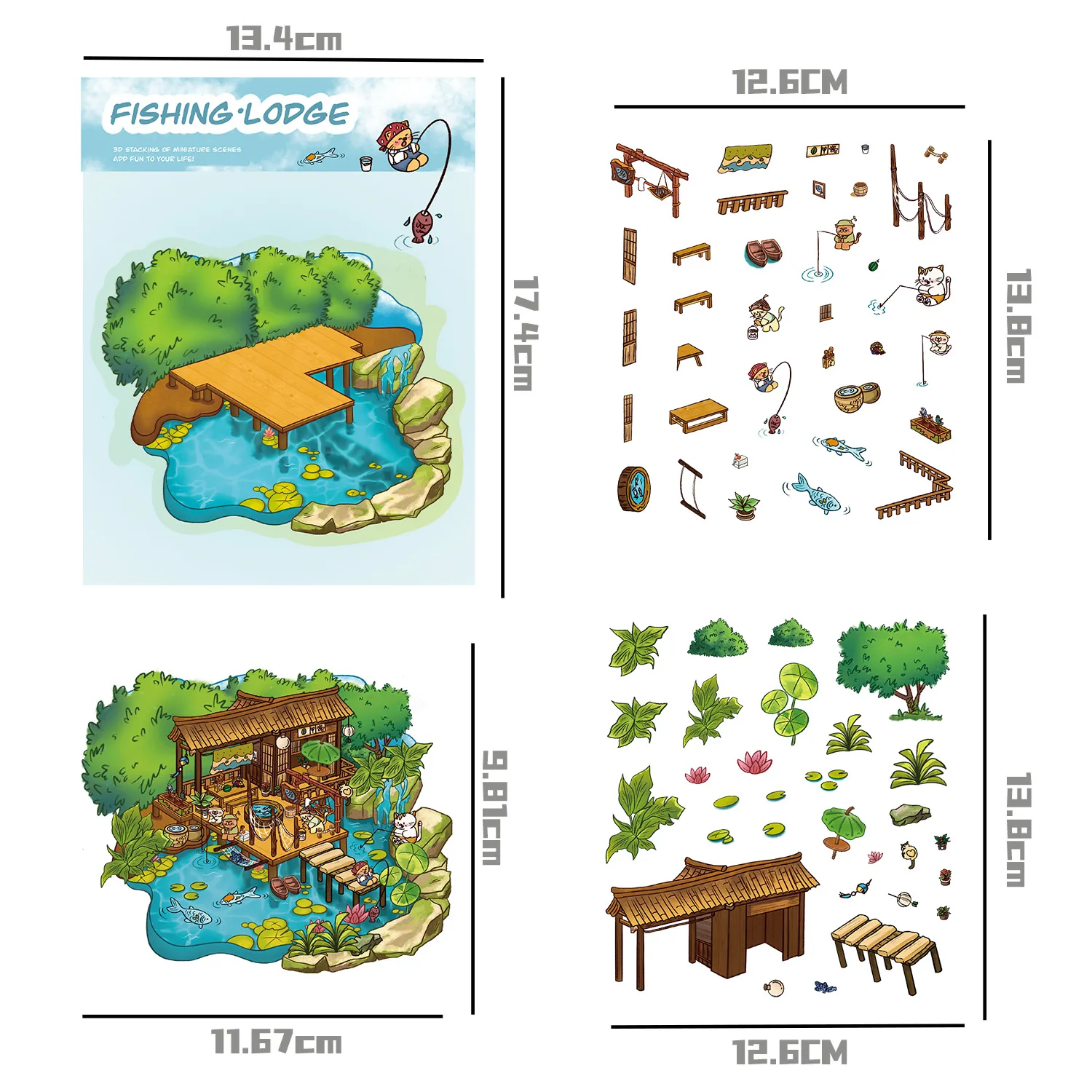 Cartoon Landscaping Mushroom Hut Sticker Miniature World 3D Hut Little Red Book Decompression DIY Scene Hand Account Sticker display picture 6