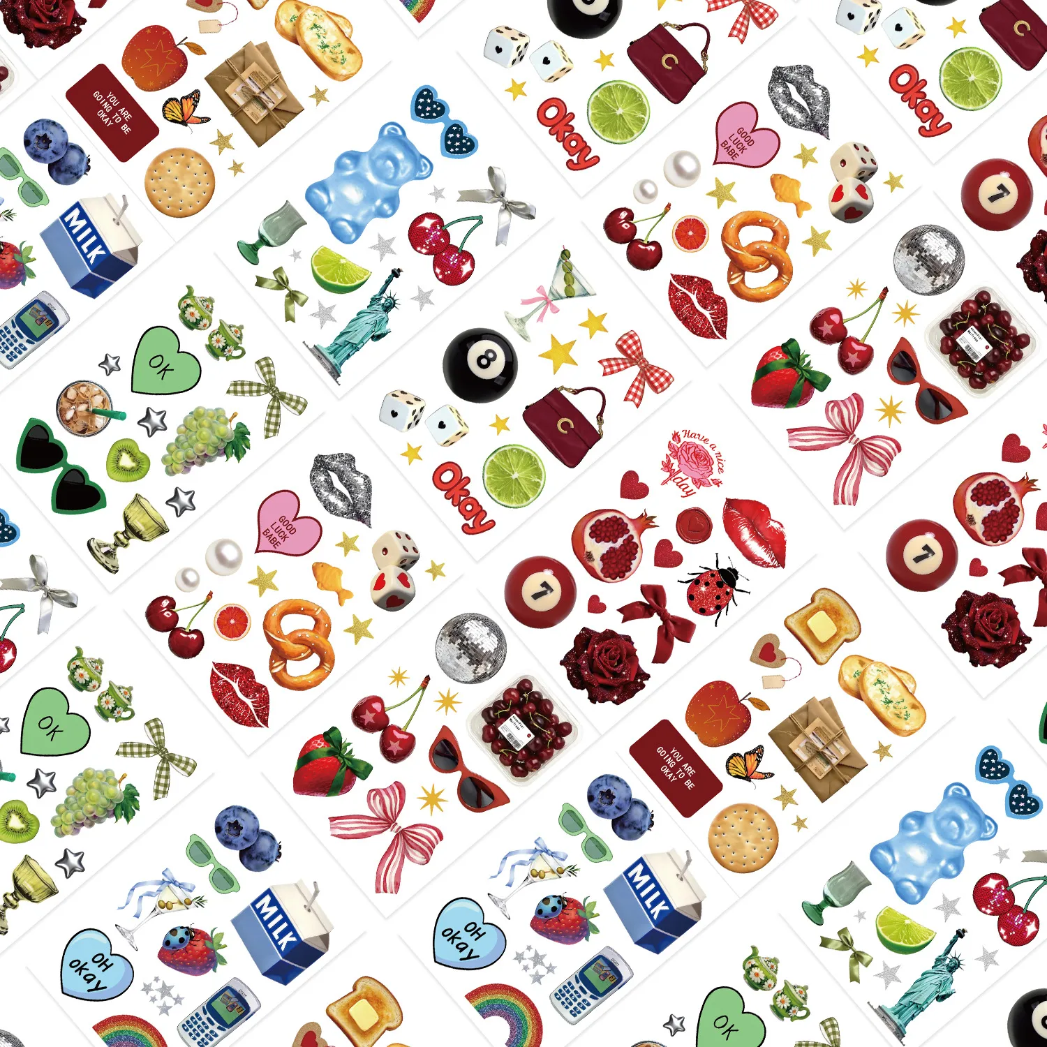 8 New Collage INS Wind Waterproof Diary Hand Account Stickers Goo Card Stickers DIY Decorative Stickers  Wholesale display picture 4