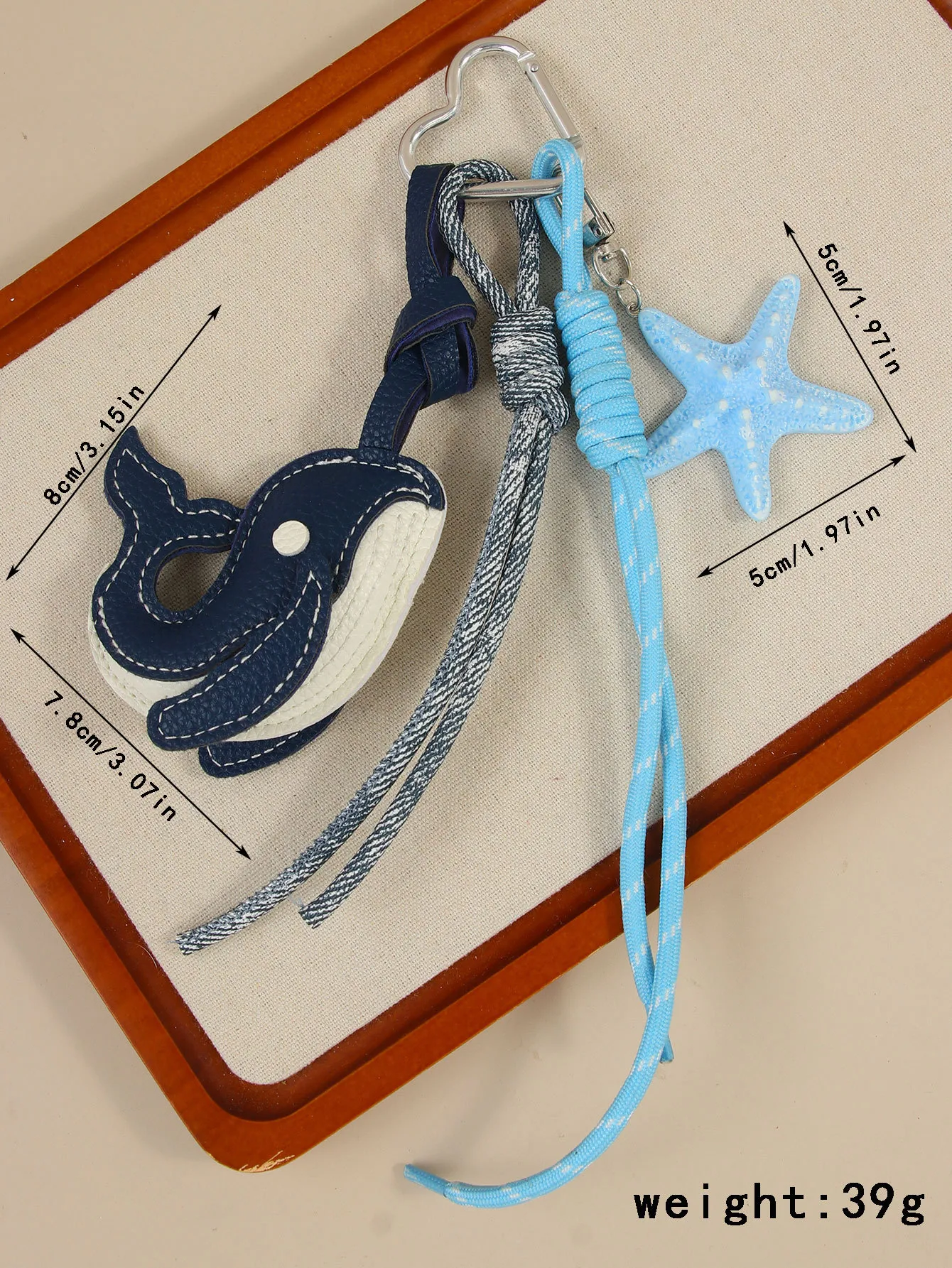 Internet Celebrity Whale Light Luxury Leather Pendant Keychain Cartoon Cute Dancing Whale Key Chain Niche Handbag Pendant display picture 1