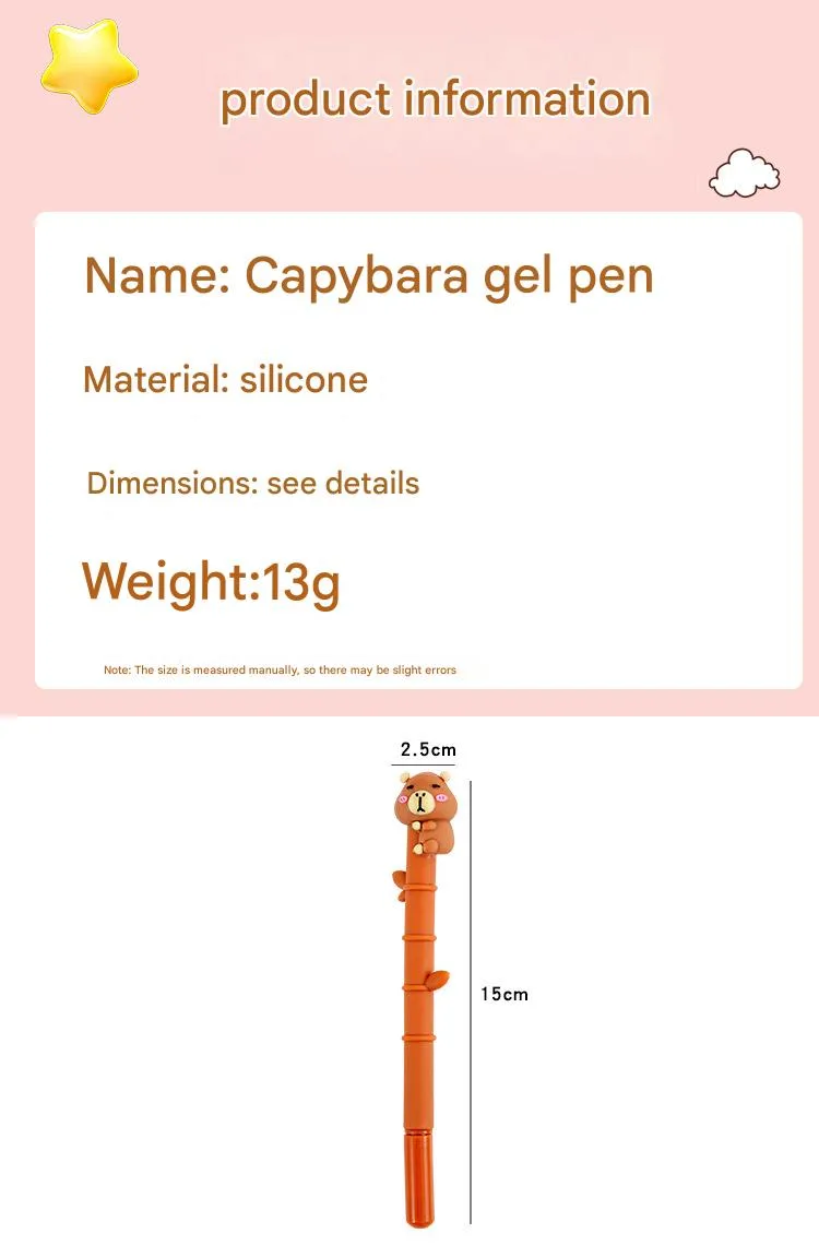 Creative Kapibara Holding Bamboo Gel Pen Student Stationery Wholesale Children's Day End-Of-Semester Christmas Gift Prize Reward display picture 2