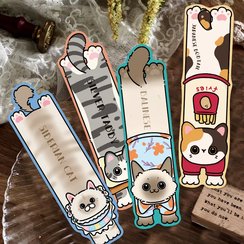 30 Original Kitten Reading Bookmarks Simple Hand Account Literary Creative Material Ins Reading Paper Bookmarks Can Be DIY display picture 4