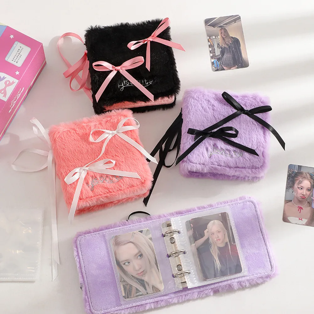 Ballet Style Ribbon Bow Photo Album Three-inch One-Miyagi Porter Card Storage Book Star-chasing Plush Card Book display picture 2