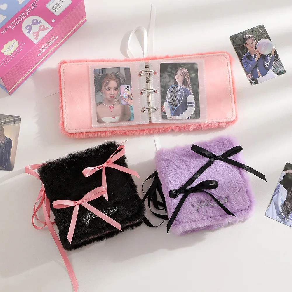 Ballet Style Ribbon Bow Photo Album Three-inch One-Miyagi Porter Card Storage Book Star-chasing Plush Card Book display picture 4