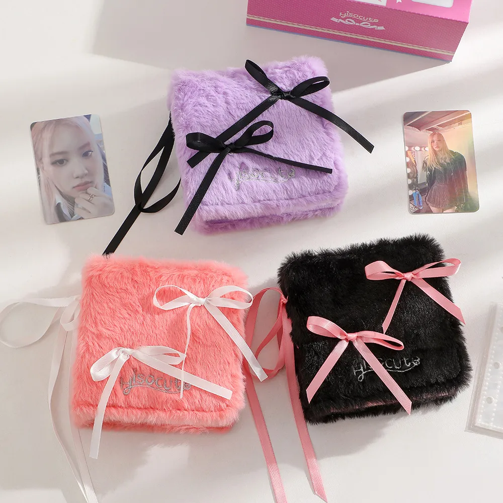 Ballet Style Ribbon Bow Photo Album Three-inch One-Miyagi Porter Card Storage Book Star-chasing Plush Card Book display picture 3