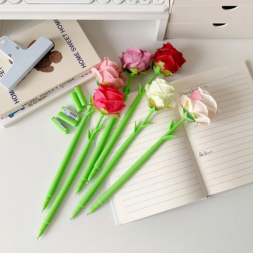 Teacher's Day Gift Cute Soft Silicone Rose Style Gel Pen Girl's Fun Flower Hand Account Pen Gift Pen display picture 16