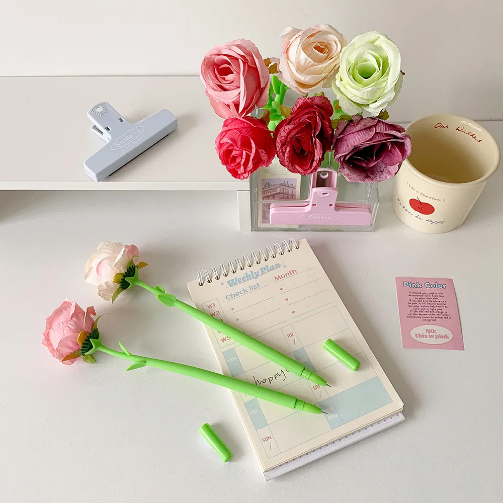 Teacher's Day Gift Cute Soft Silicone Rose Style Gel Pen Girl's Fun Flower Hand Account Pen Gift Pen display picture 15