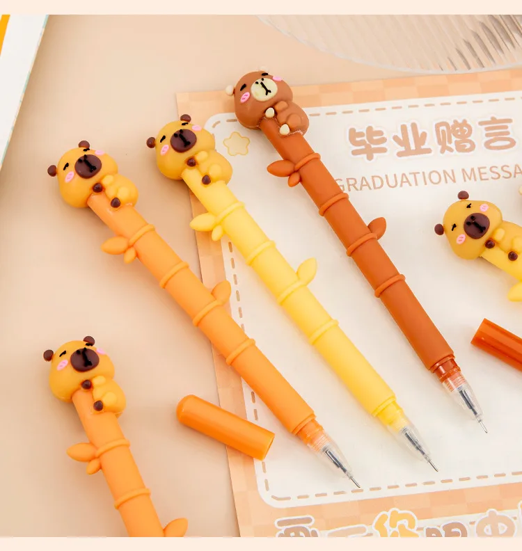 Creative Kapibara Holding Bamboo Gel Pen Student Stationery Wholesale Children's Day End-Of-Semester Christmas Gift Prize Reward display picture 3