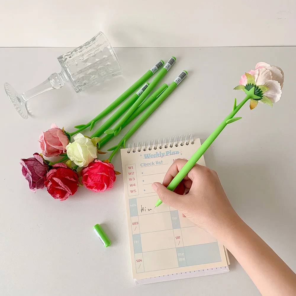 Teacher's Day Gift Cute Soft Silicone Rose Style Gel Pen Girl's Fun Flower Hand Account Pen Gift Pen display picture 12