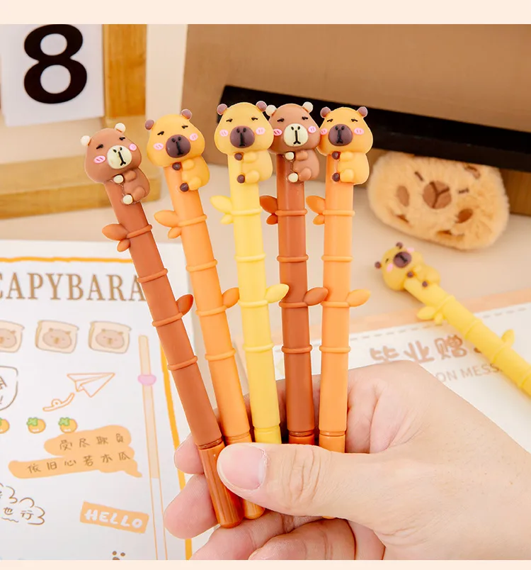 Creative Kapibara Holding Bamboo Gel Pen Student Stationery Wholesale Children's Day End-Of-Semester Christmas Gift Prize Reward display picture 4