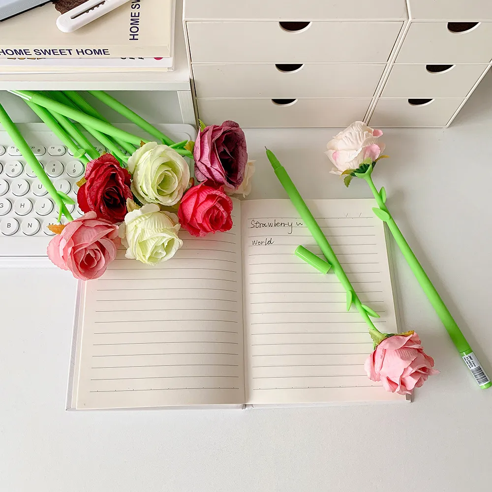 Teacher's Day Gift Cute Soft Silicone Rose Style Gel Pen Girl's Fun Flower Hand Account Pen Gift Pen display picture 4