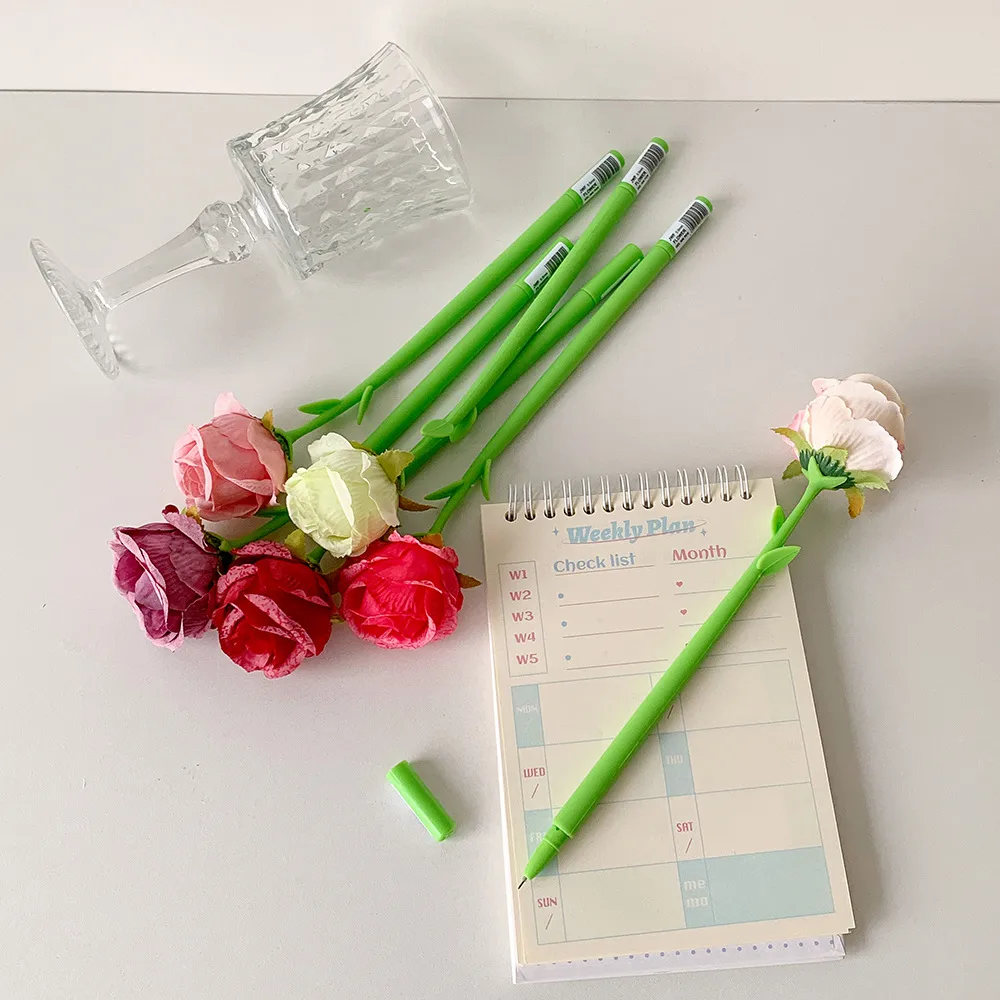 Teacher's Day Gift Cute Soft Silicone Rose Style Gel Pen Girl's Fun Flower Hand Account Pen Gift Pen display picture 11