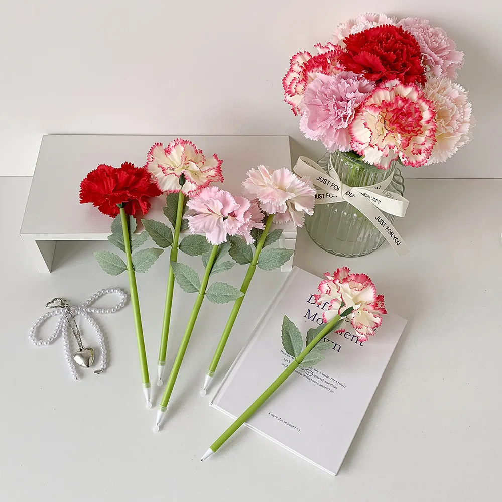 High-value Carnation Simulation Ballpoint Pen Student Simulation Flower Desktop Decoration Ballpoint Pen Wedding Gift Pen display picture 2