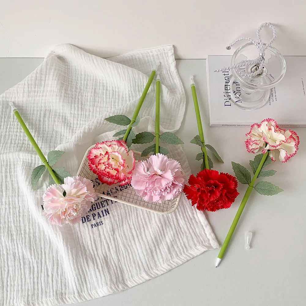 High-value Carnation Simulation Ballpoint Pen Student Simulation Flower Desktop Decoration Ballpoint Pen Wedding Gift Pen display picture 4