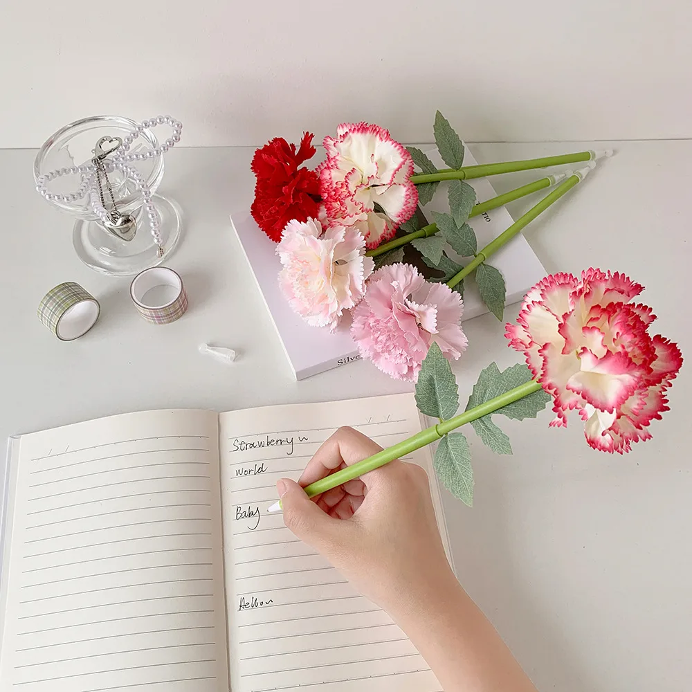High-value Carnation Simulation Ballpoint Pen Student Simulation Flower Desktop Decoration Ballpoint Pen Wedding Gift Pen display picture 8